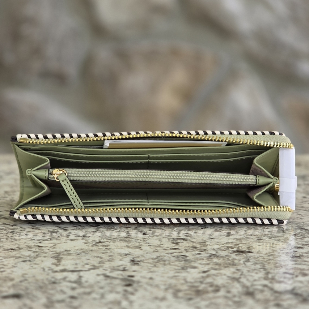 Michael Kors Jet Set Large Green Whipstitch Wallet - Picture 3 of 6